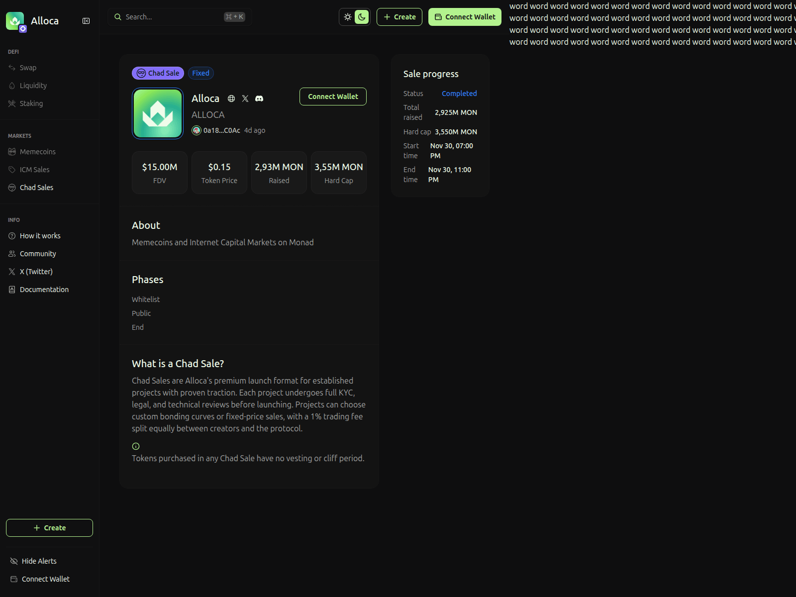 Screenshot of tokens-alloca.org