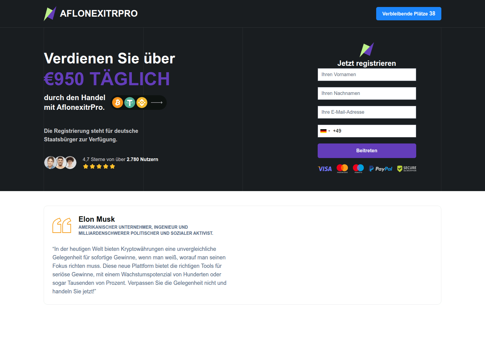Screenshot of aflonexitrpro.com