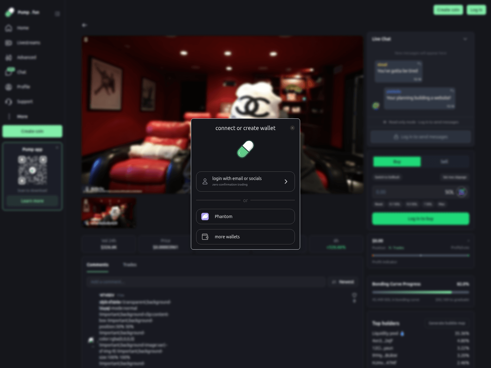 Screenshot of pump.fun-streamer.live