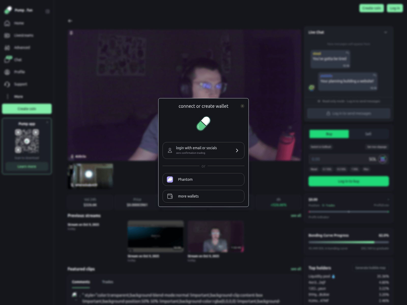 Screenshot of pump.fun-streams.live