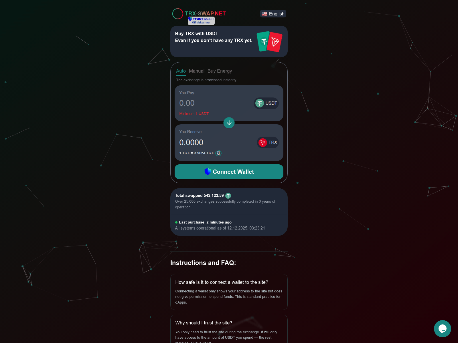 Screenshot of trx-swap.net