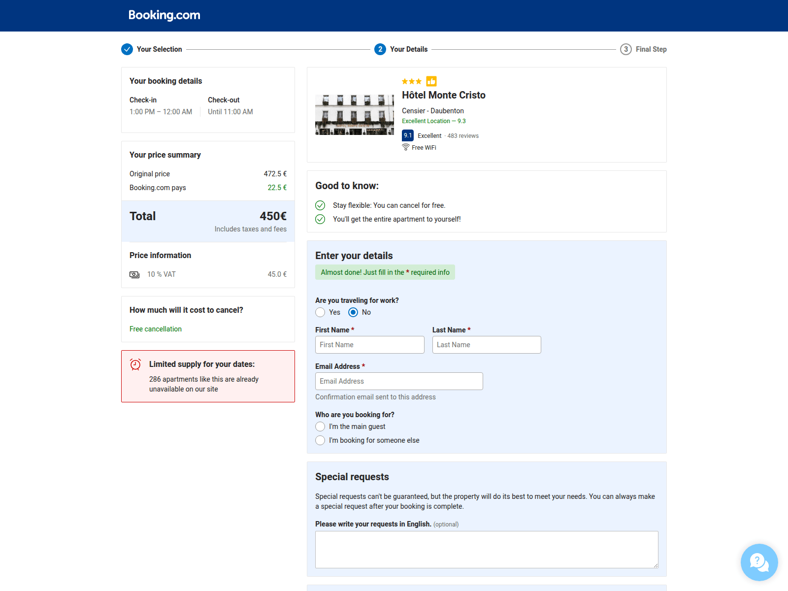 Screenshot of booking.roinsert.com