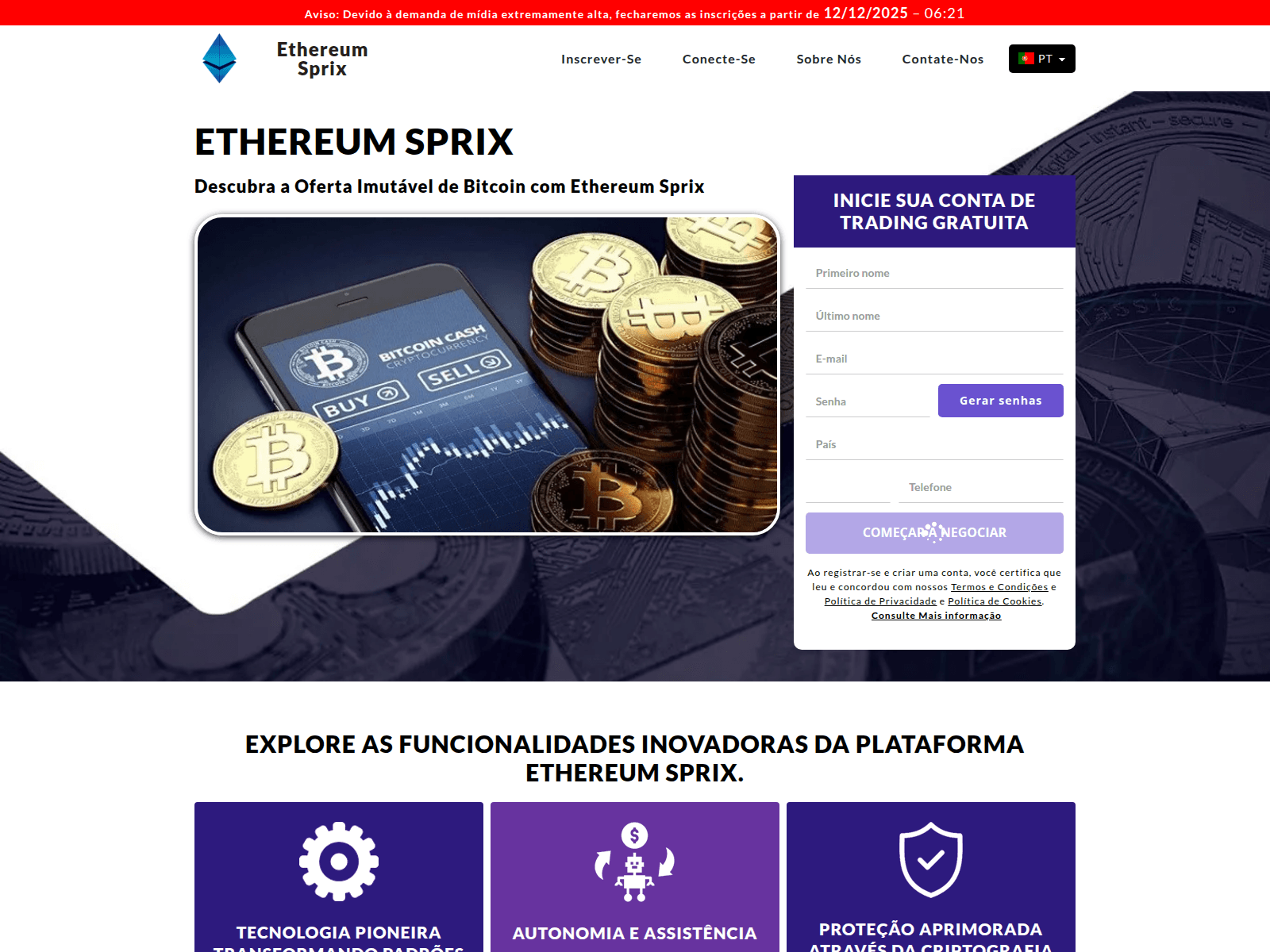 Screenshot of ethereumsprix-system-com.cryptofinancetrack.com