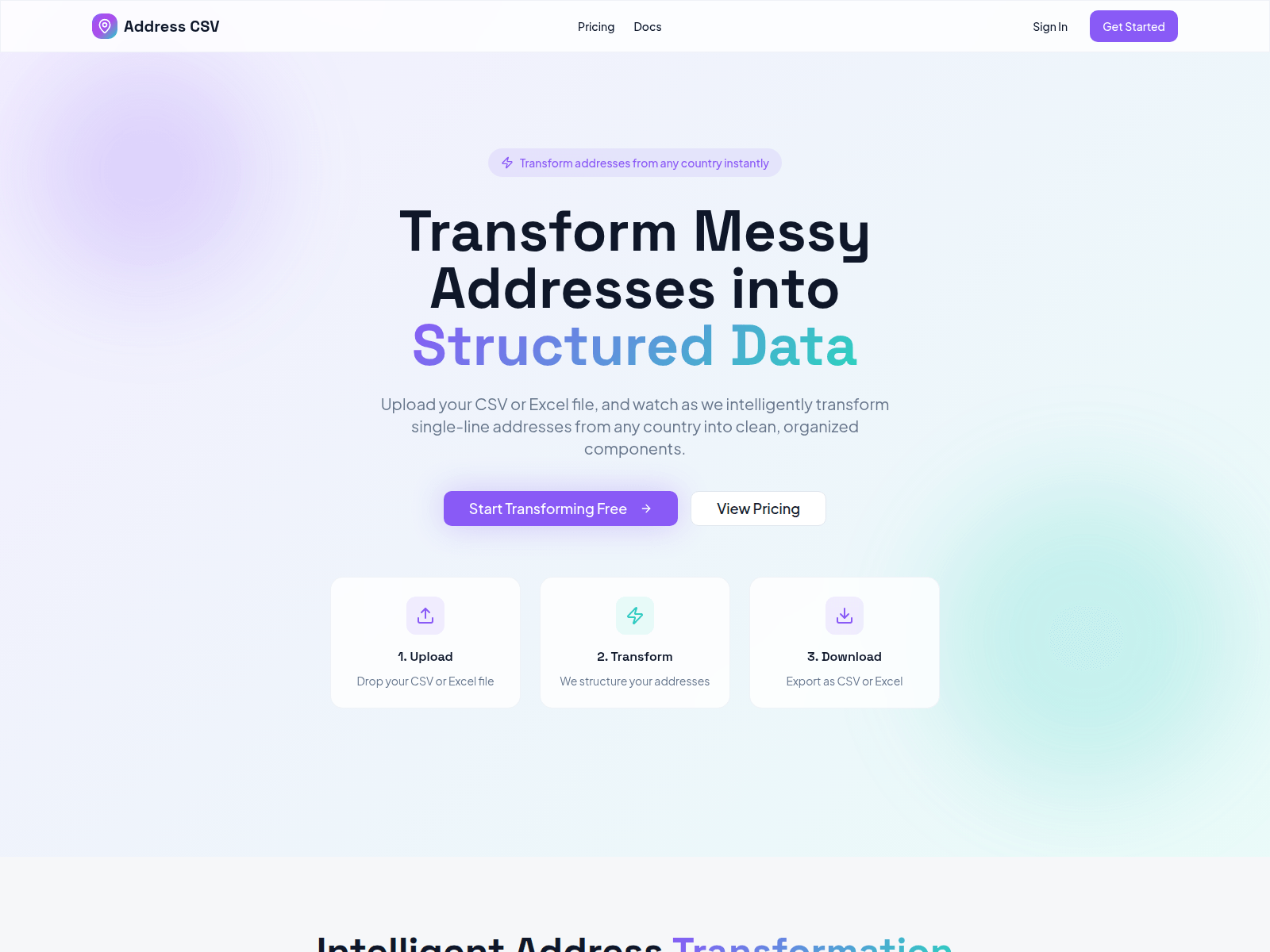 Screenshot of getaddresscsv.com