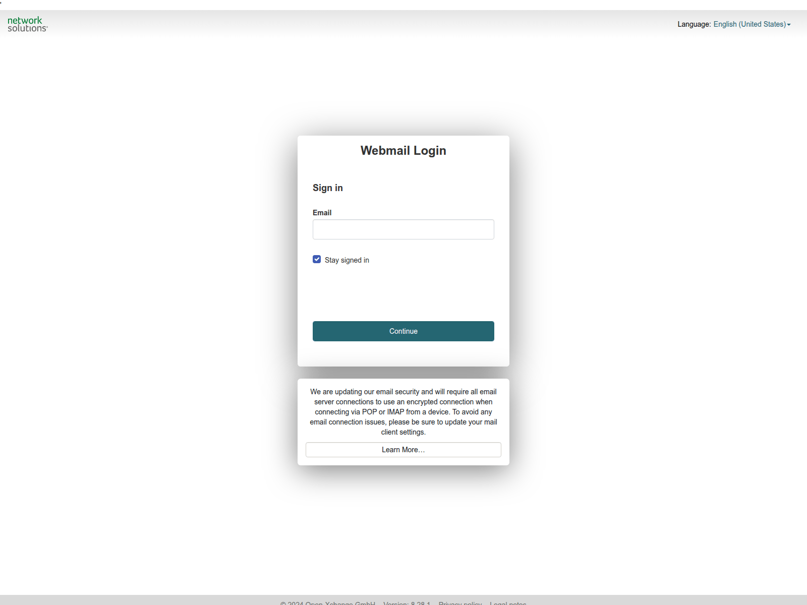 Screenshot of networksolutionsemail-app.lflink.com