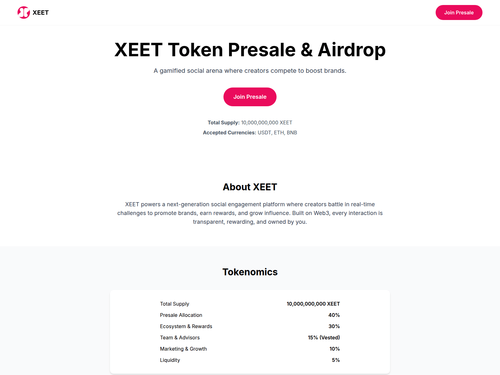 Screenshot of xeetpresale.xyz