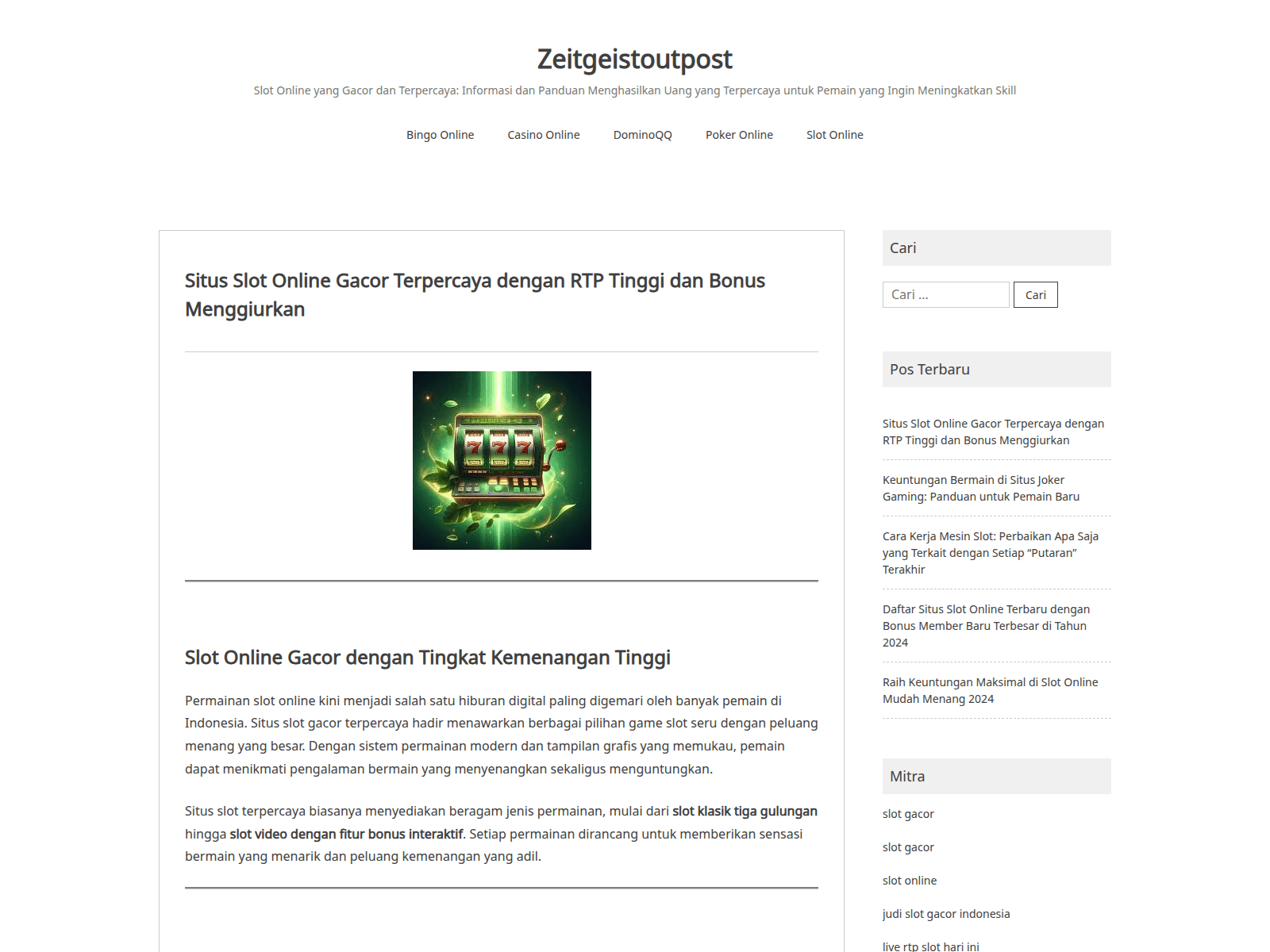 Screenshot of zeitgeist-outpost.org