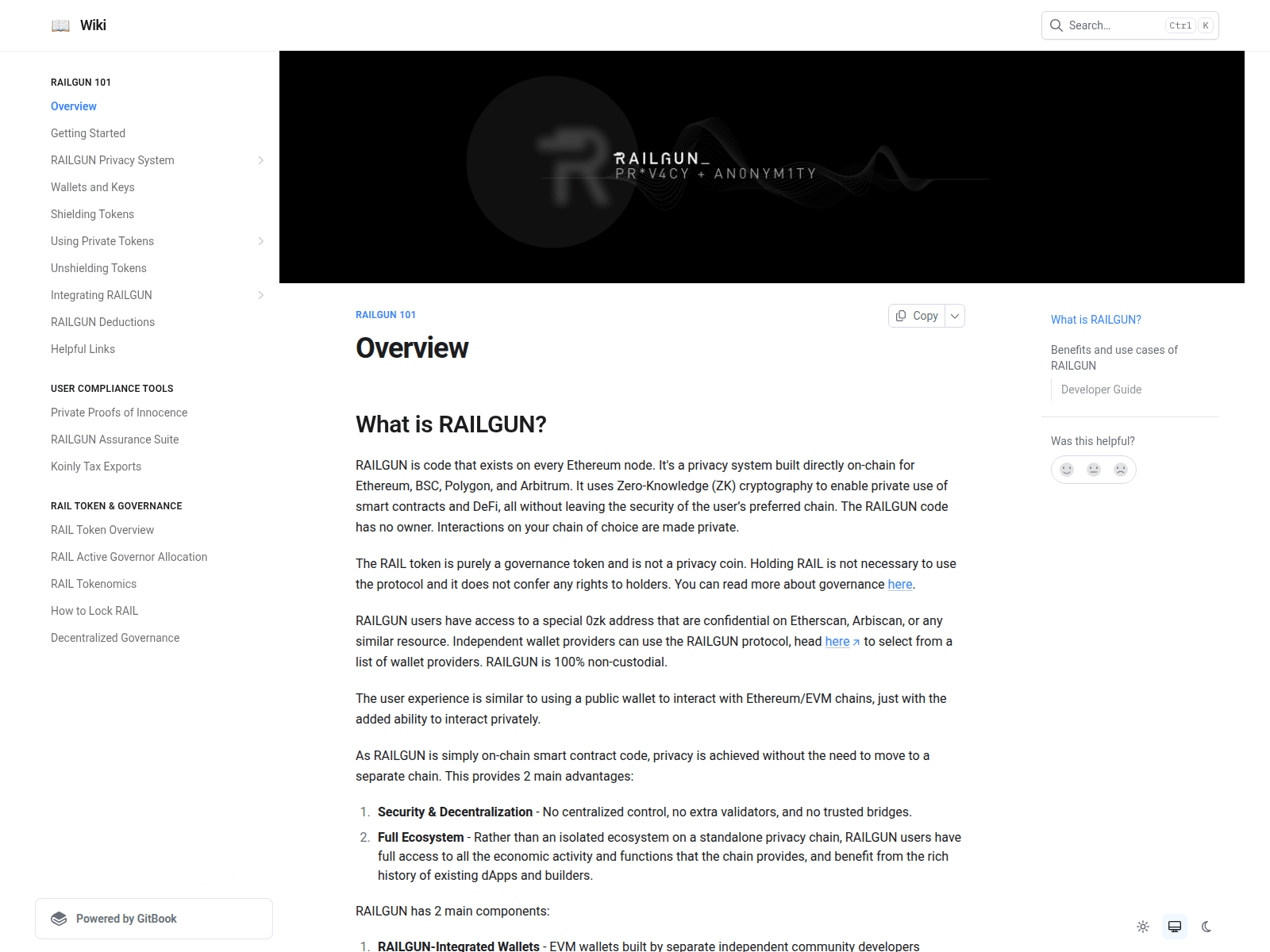 Screenshot of railgun-privacy.gitbook.io