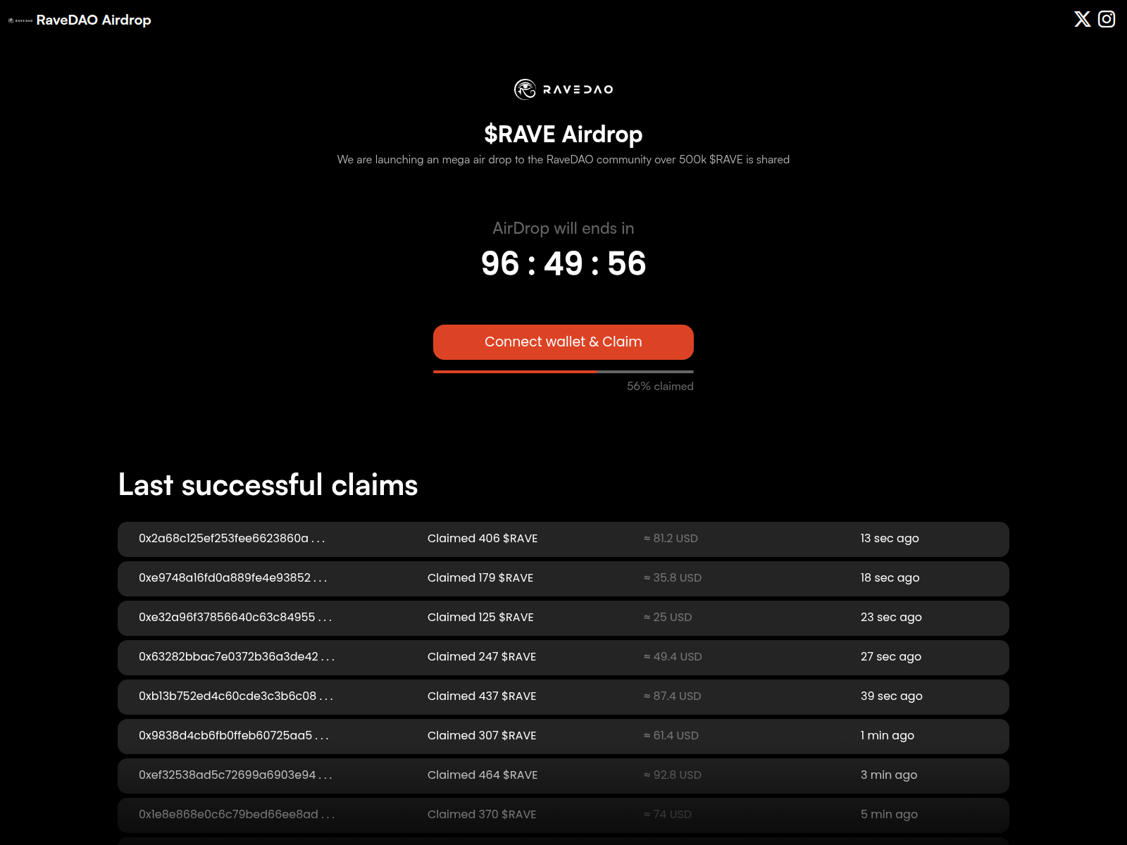 Screenshot of airdrop-ravedao.com
