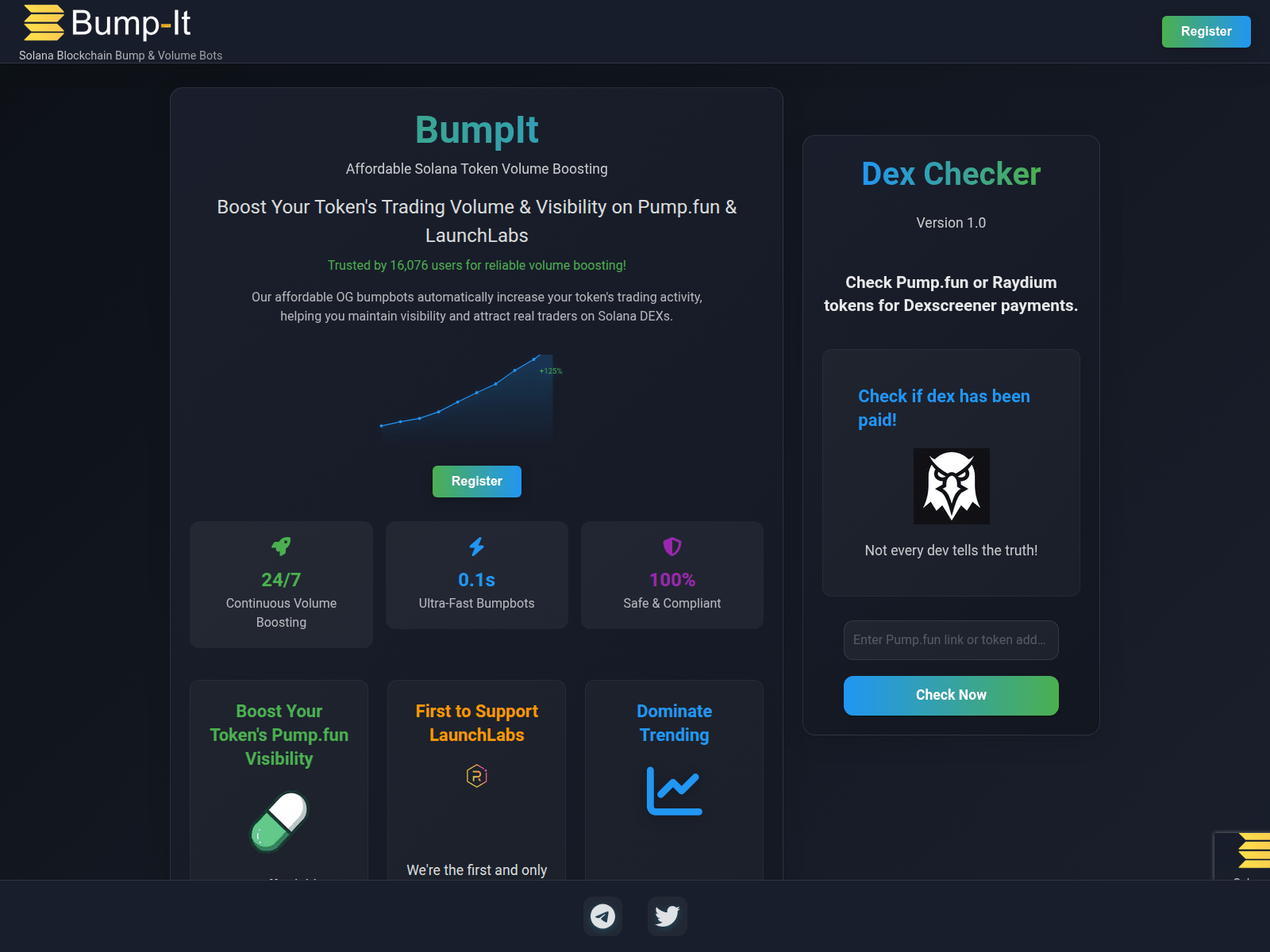 Screenshot of bumpit.bond