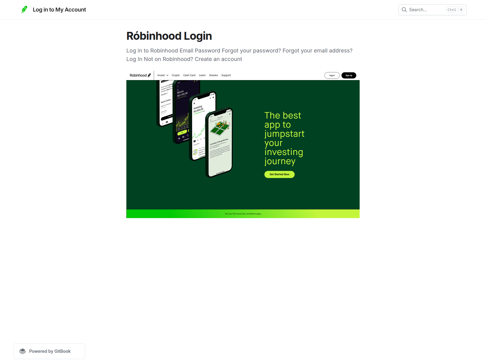 Screenshot of robinhoid-login.gitbook.io