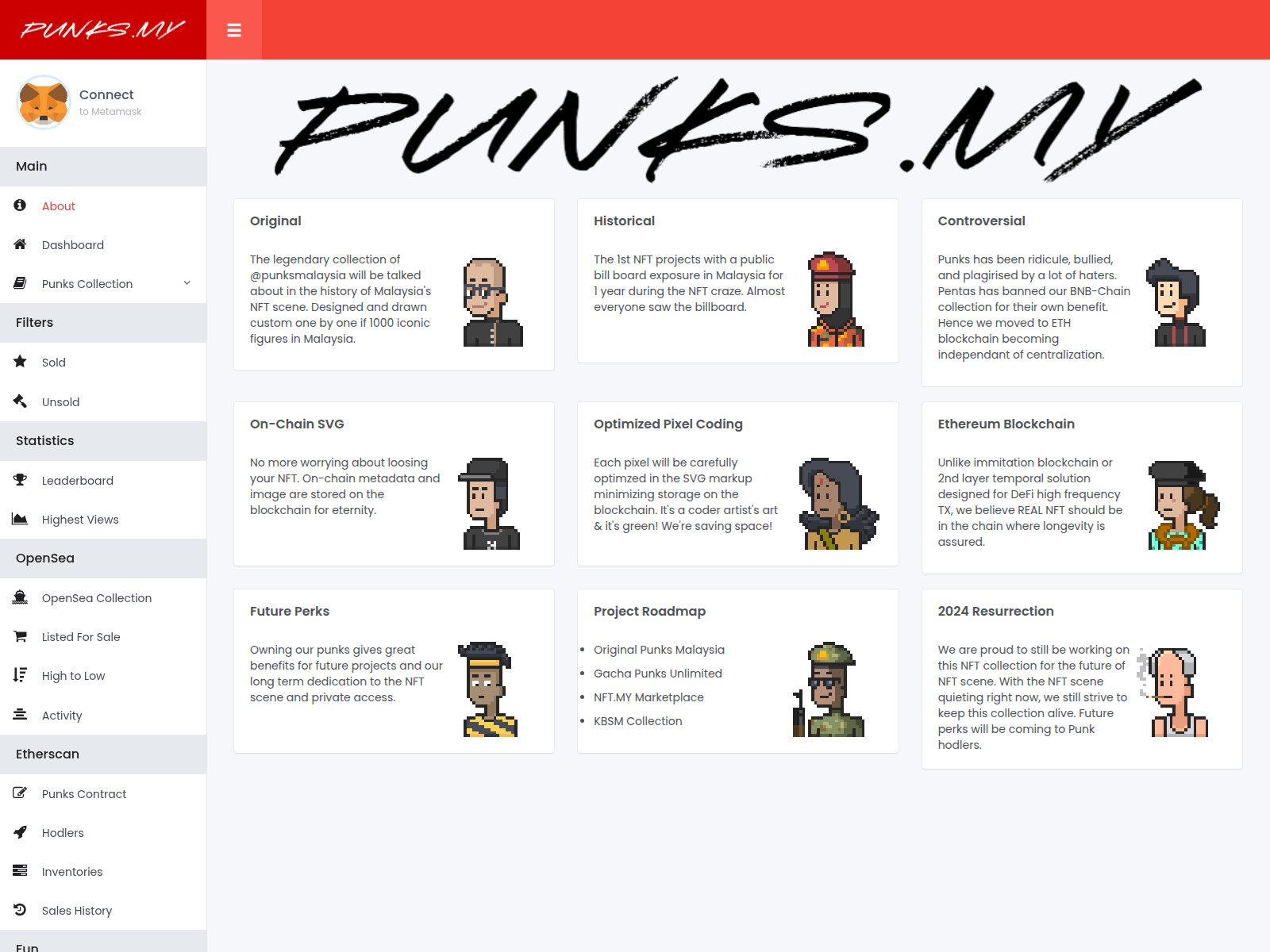 Screenshot of cryptopunks.sg