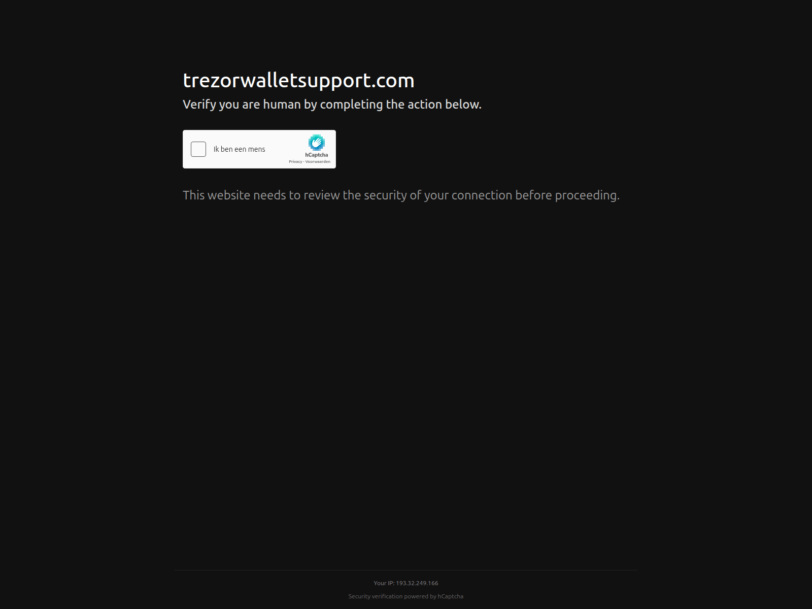 Screenshot of trezorwalletsupport.com
