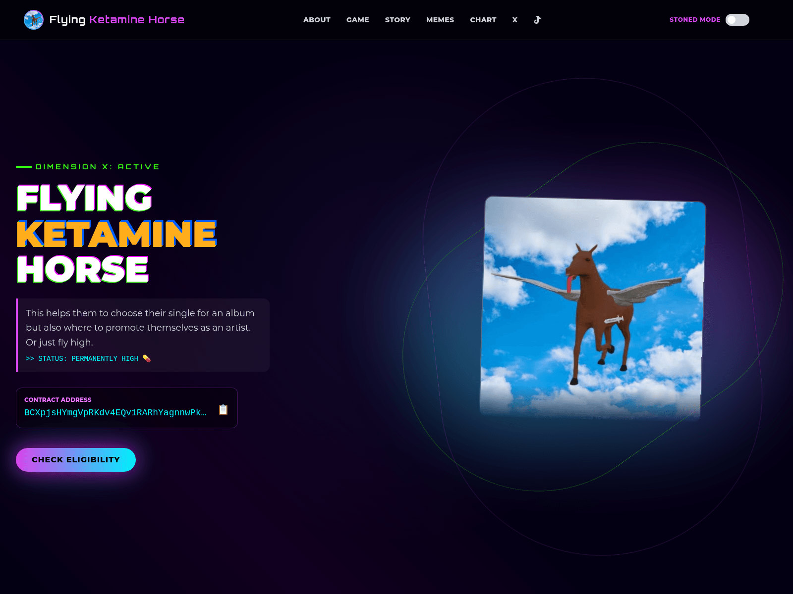 Screenshot of flyingketaminehorse.net