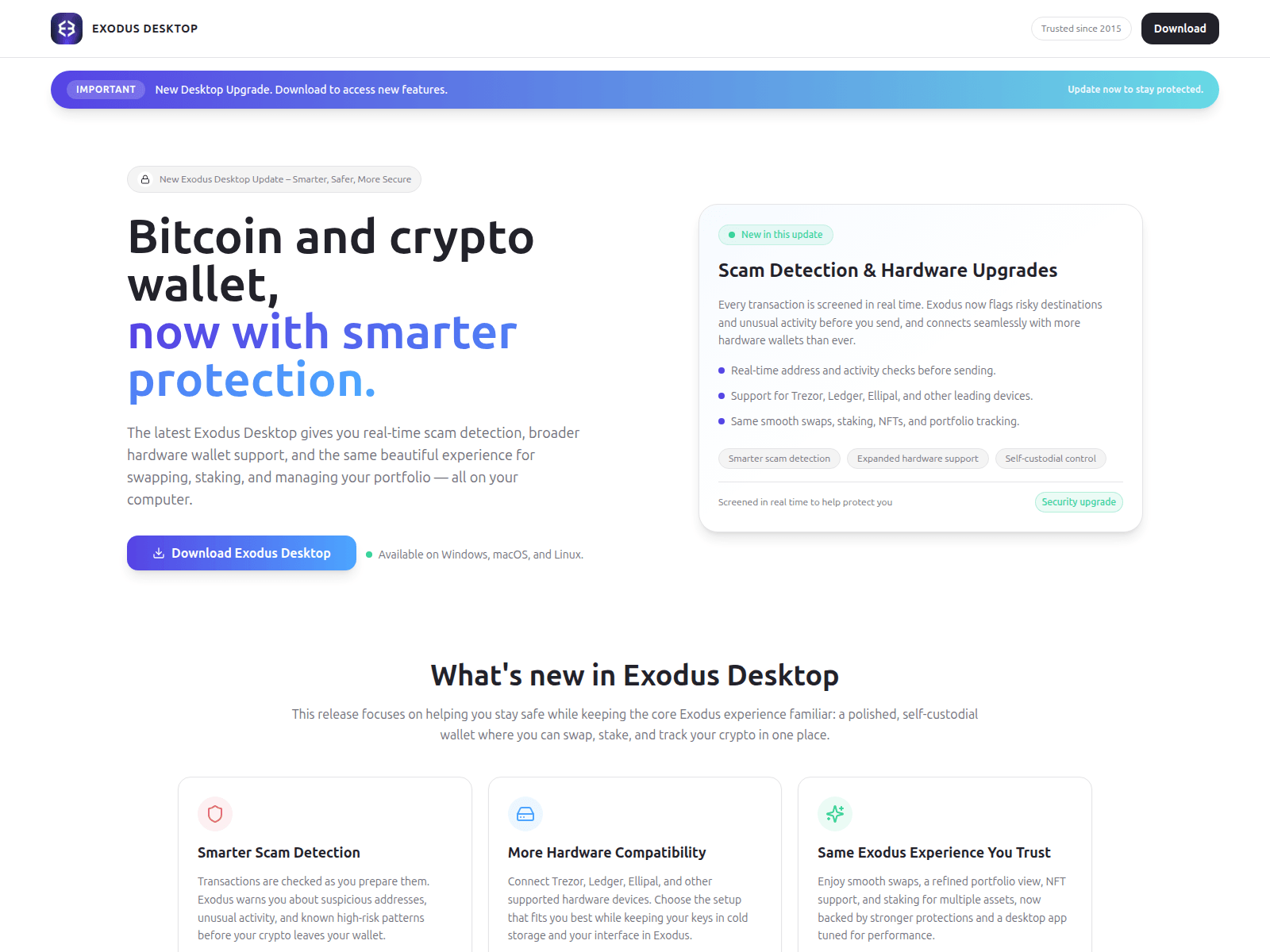 Screenshot of www.exodusupdate.app
