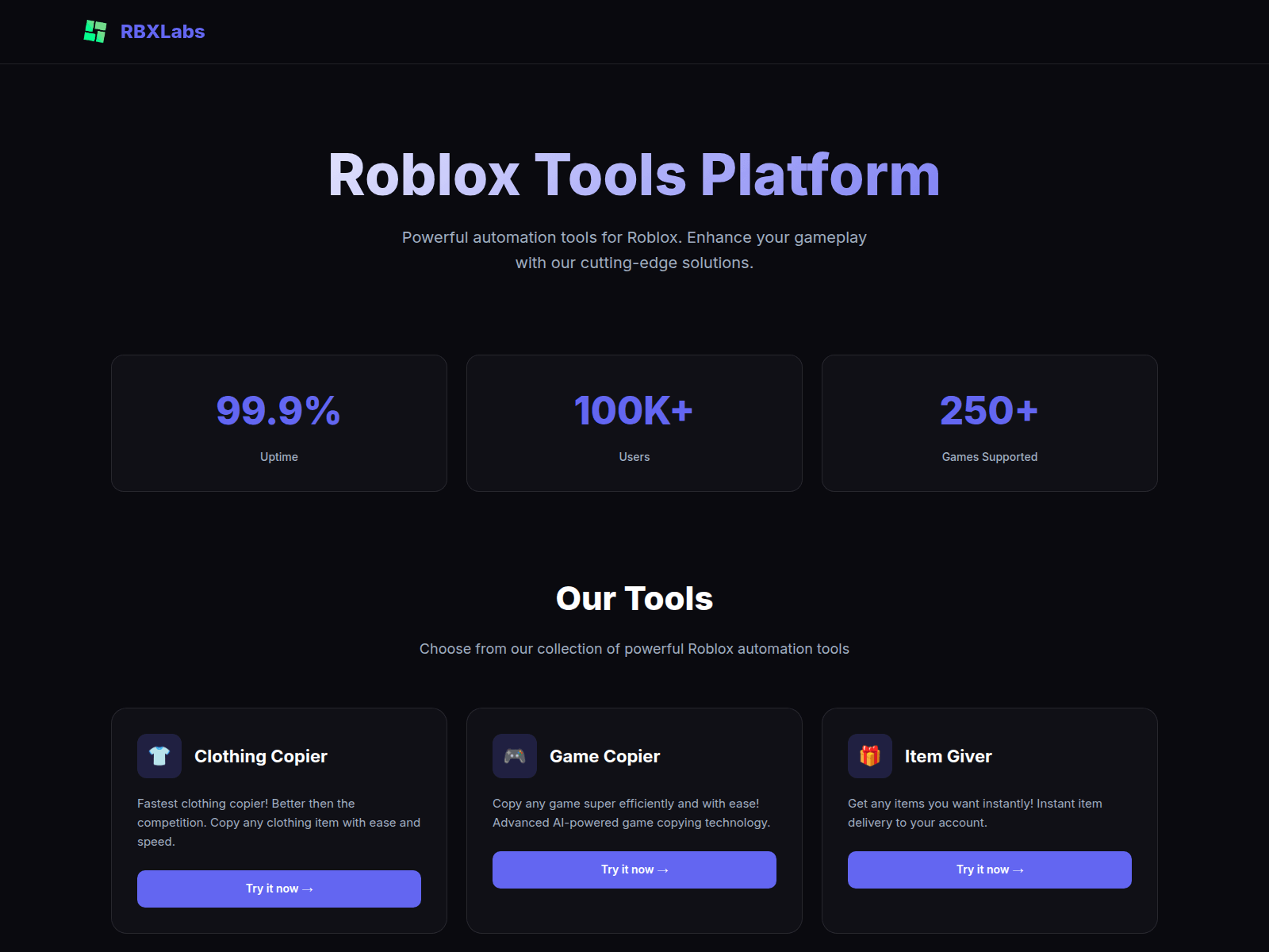 Screenshot of rbxlabs.cc