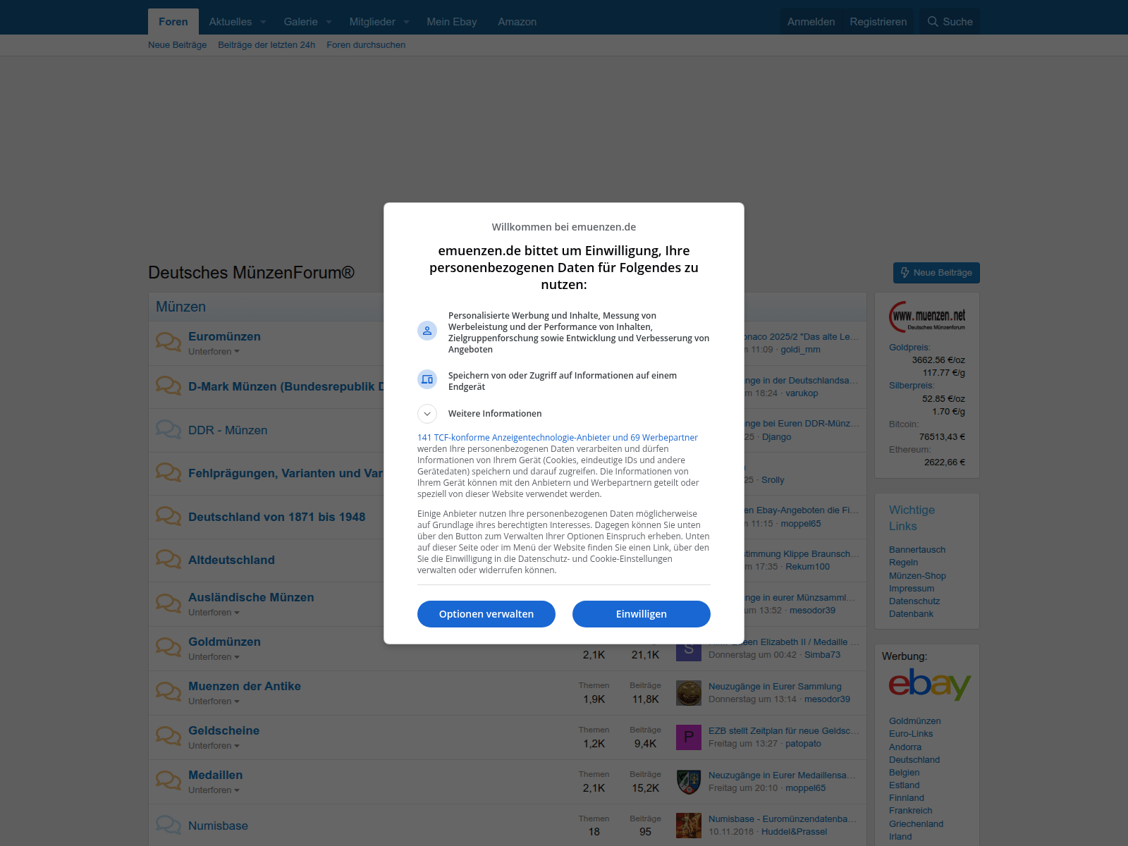 Screenshot of coinbase.de
