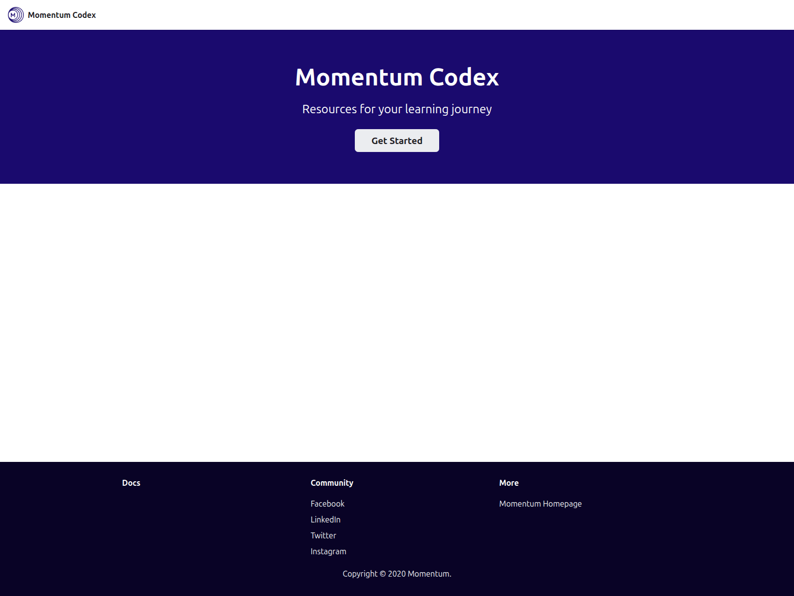 Forensic screenshot of momentum-codex.netlify.app