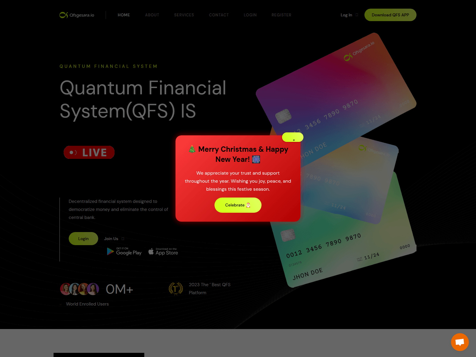 Screenshot of www.qfsgesara.io