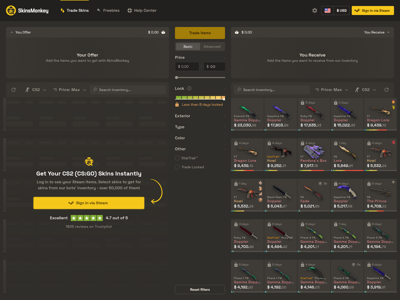 Screenshot of skinsmnky.com