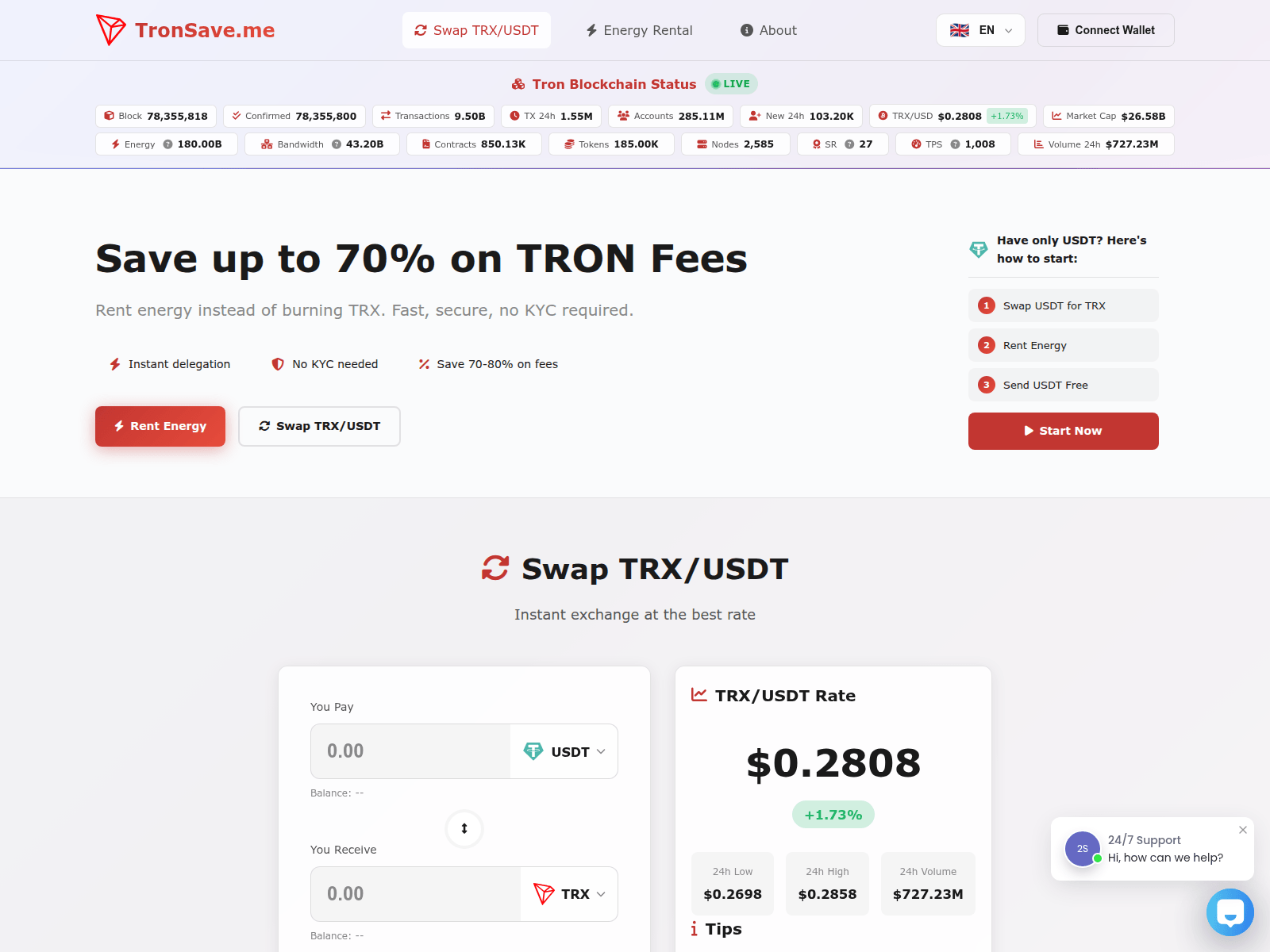 Screenshot of tronsave.me
