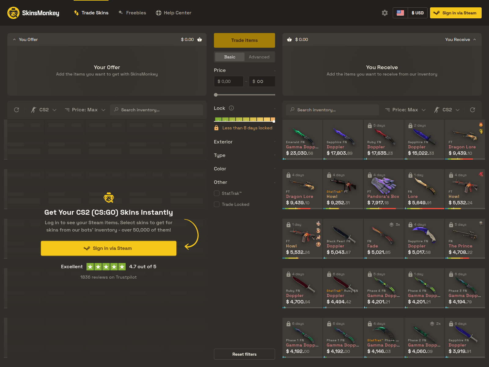 Screenshot of skinsmonkye.com
