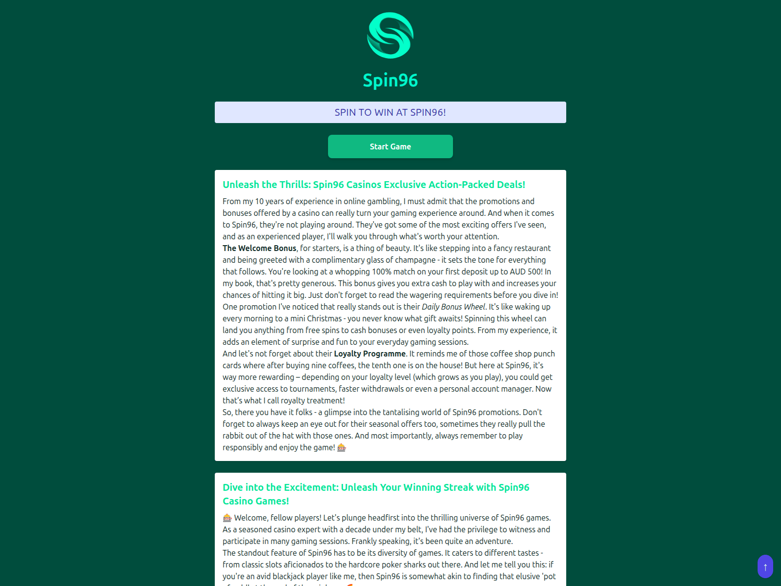 Screenshot of spin96.co.com