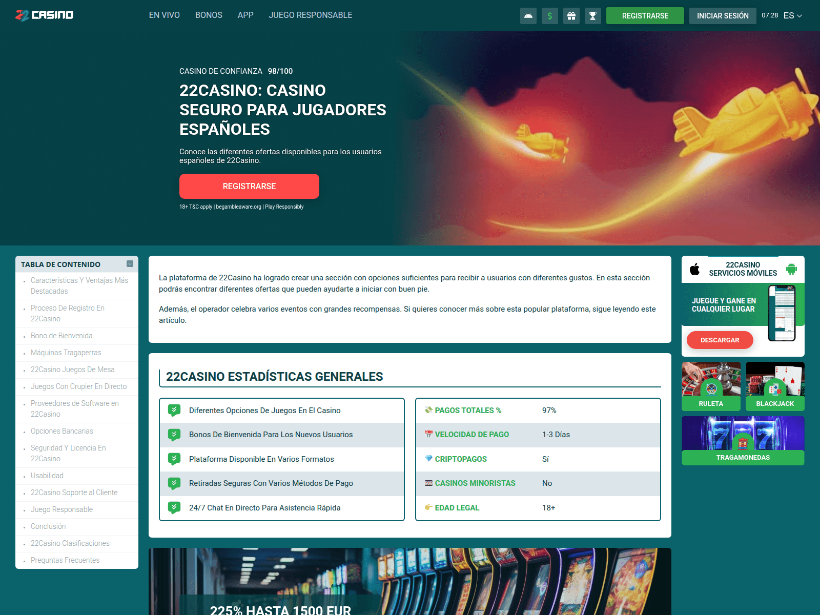 Screenshot of 22casino.co.com