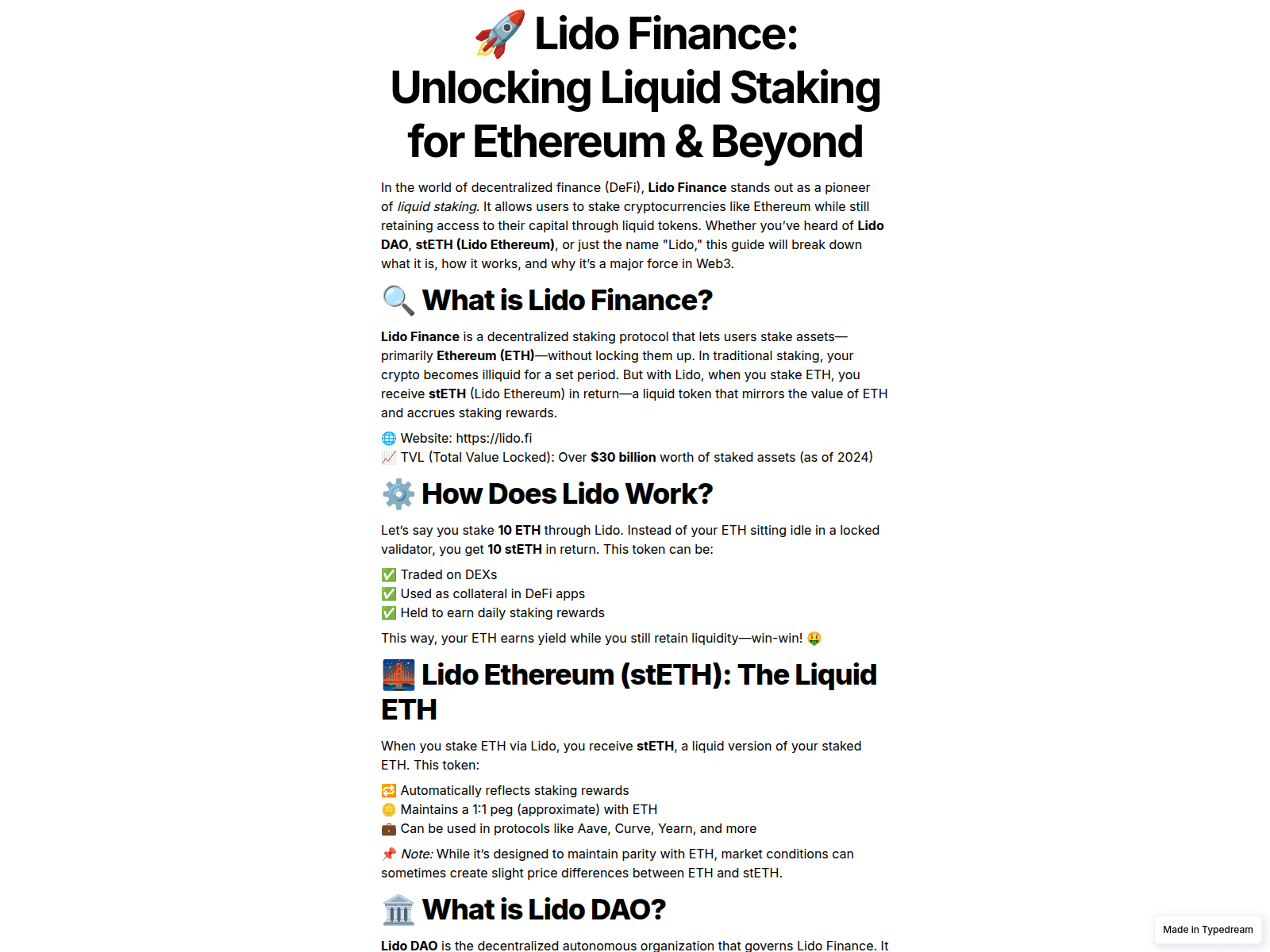 Screenshot of lido.typedream.app