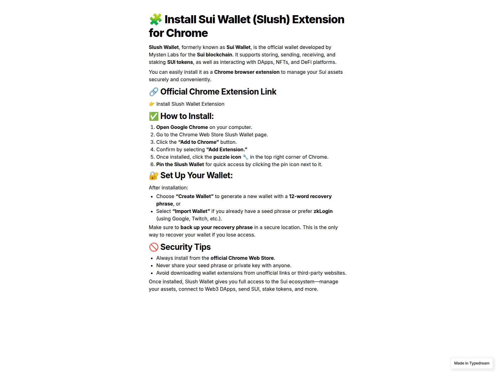 Screenshot of sui-wallet-extension-get.typedream.app