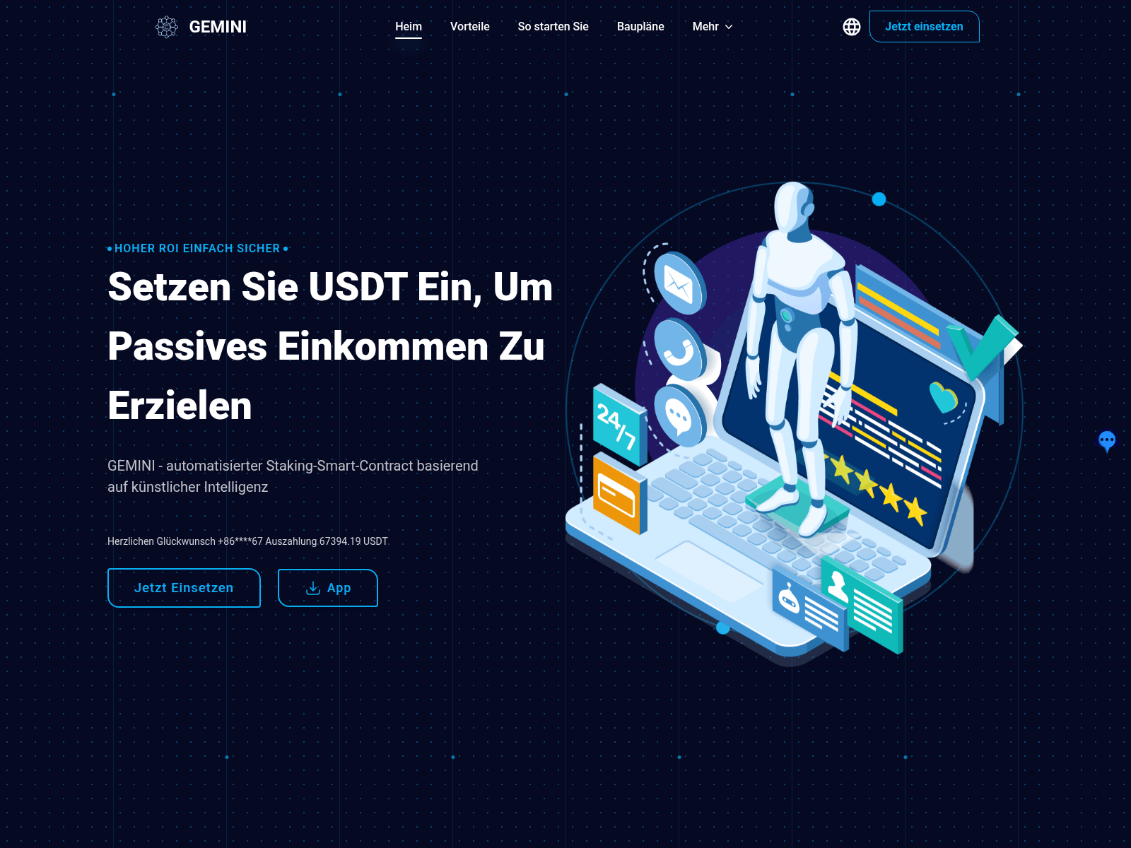 Screenshot of geminicryptomining.vip