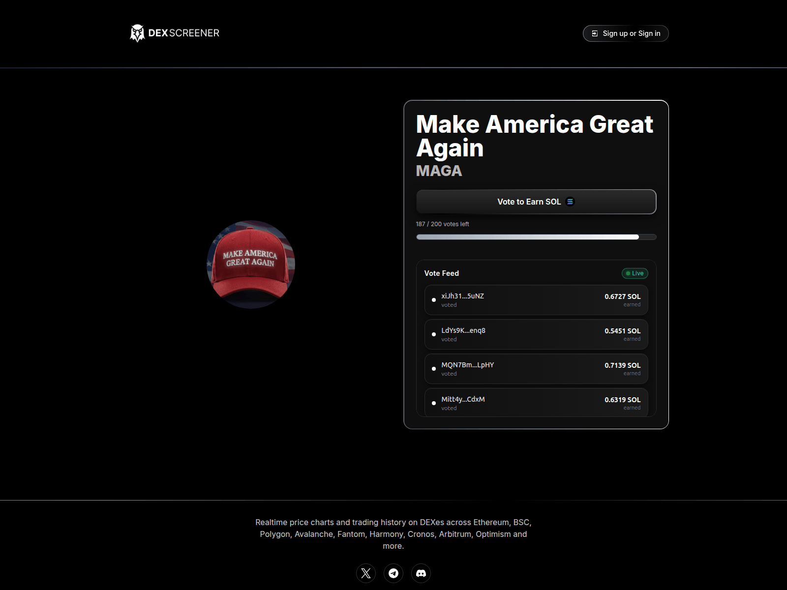 Screenshot of dexvoting.live