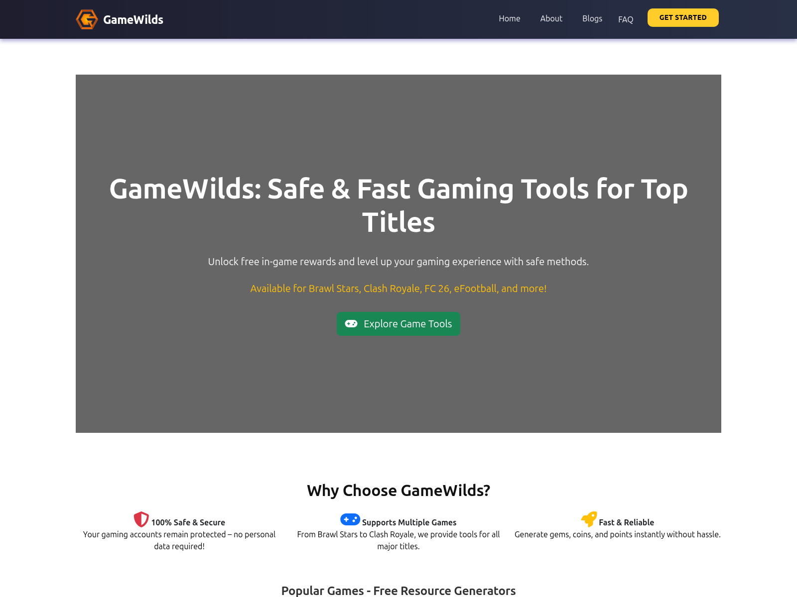 Screenshot of gamewilds.com