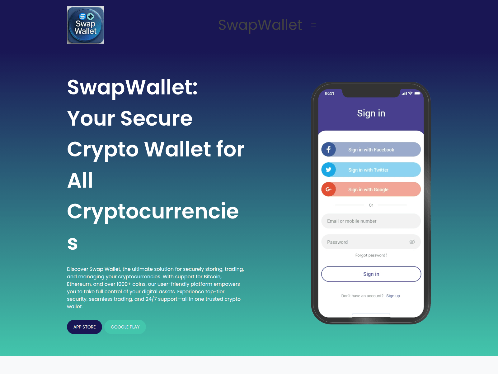 Screenshot of swapwallet.co