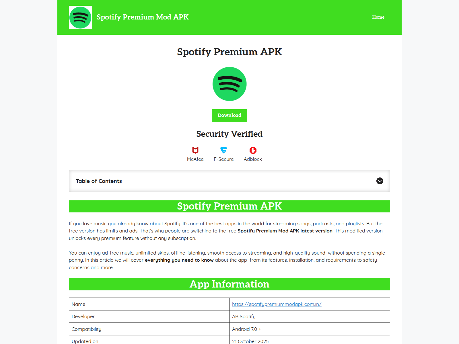Screenshot of spotifypremiummodapk.com.in