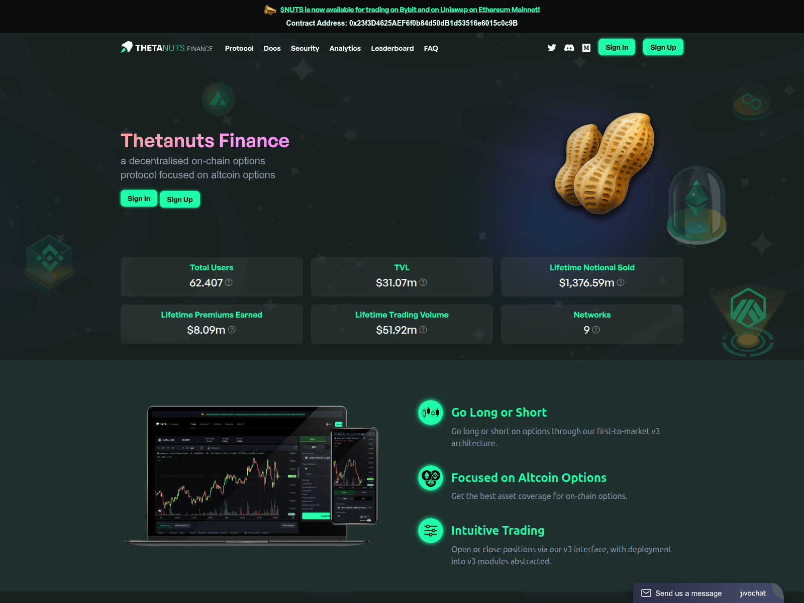 Screenshot of thetanutfinance.com
