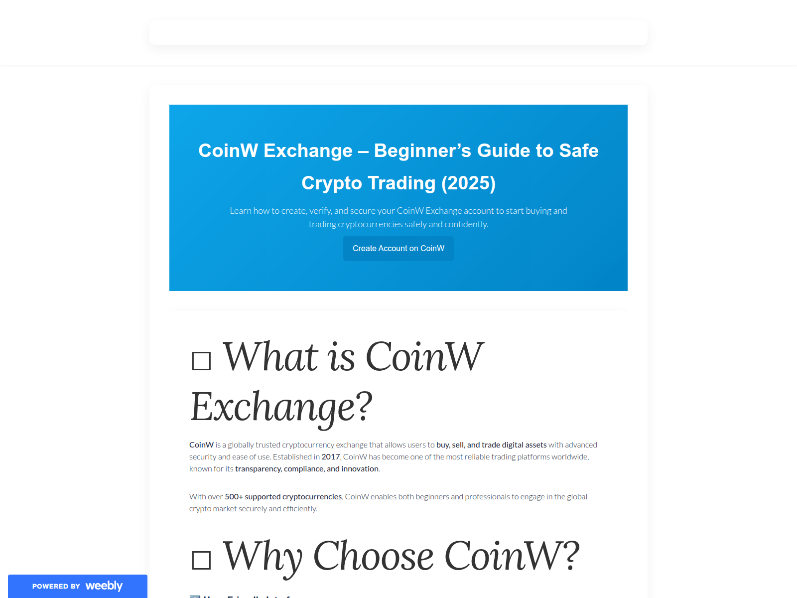 Screenshot of exchange-coinw.weebly.com