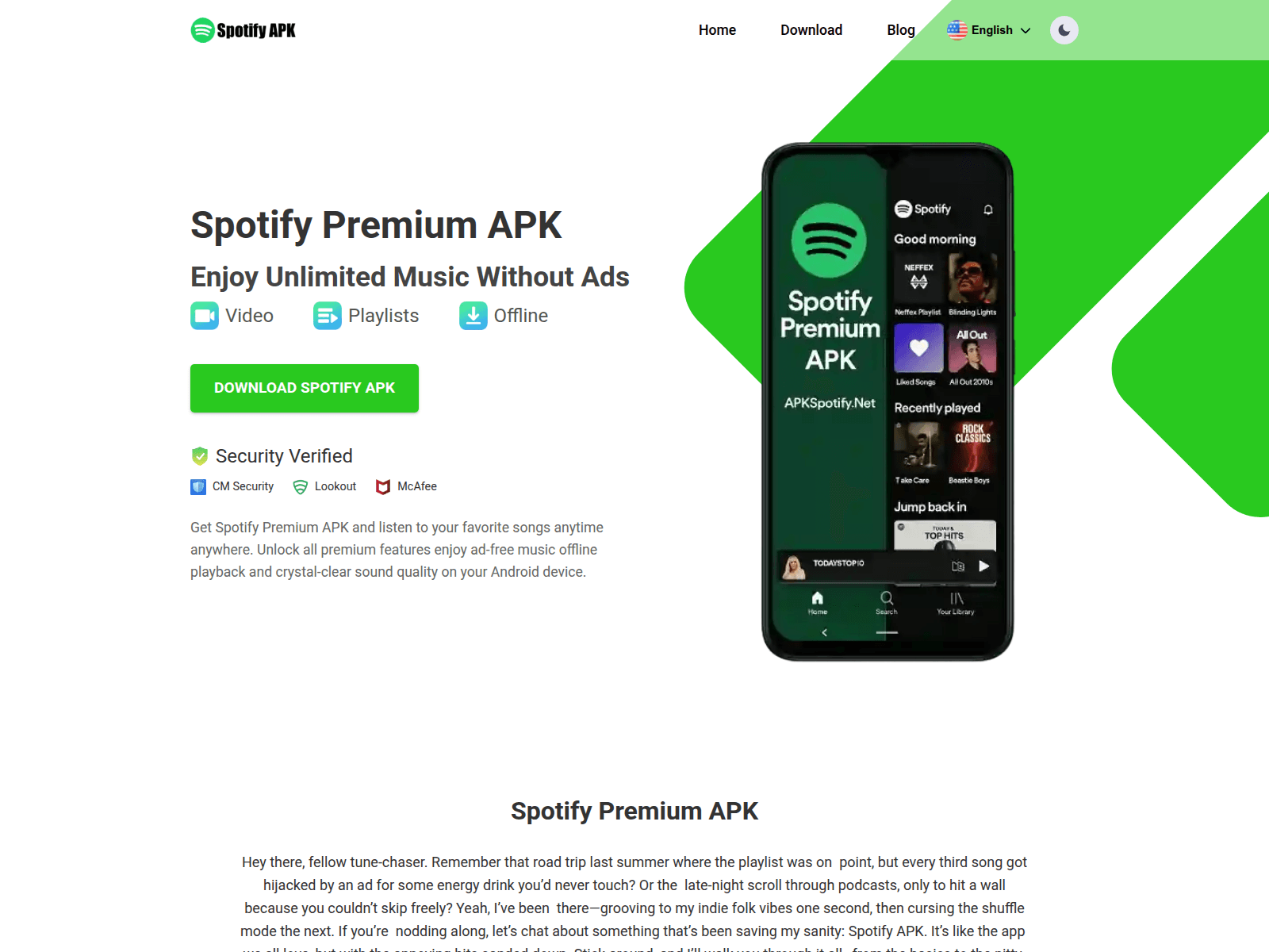 Screenshot of apkspotify.net