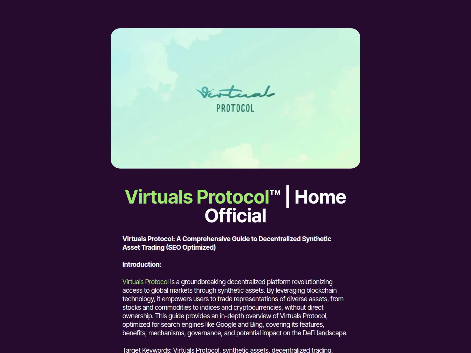 Forensic screenshot of v2-virtuals-protocol.github.io