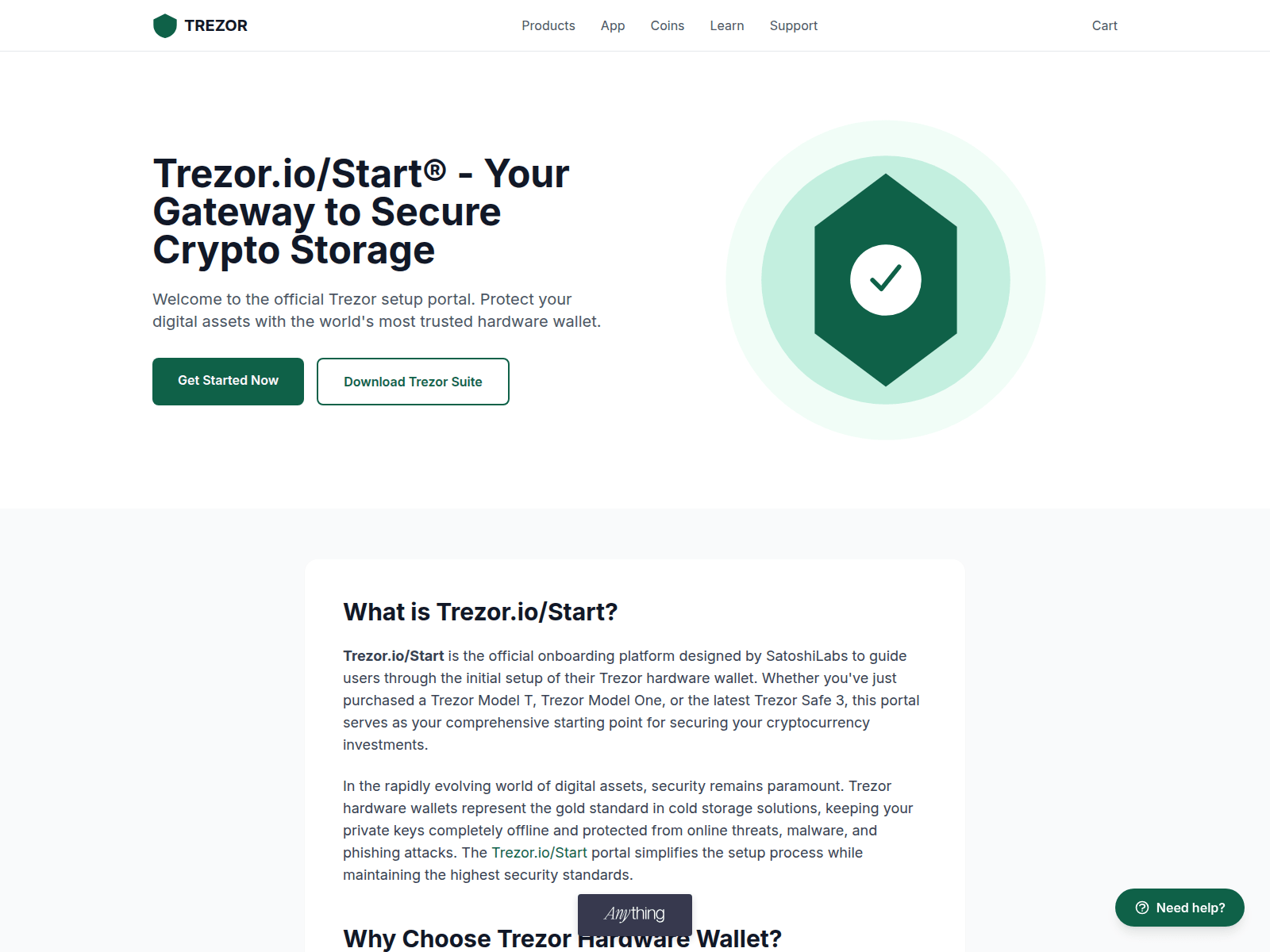 Screenshot of support-trezr-io-started.created.app