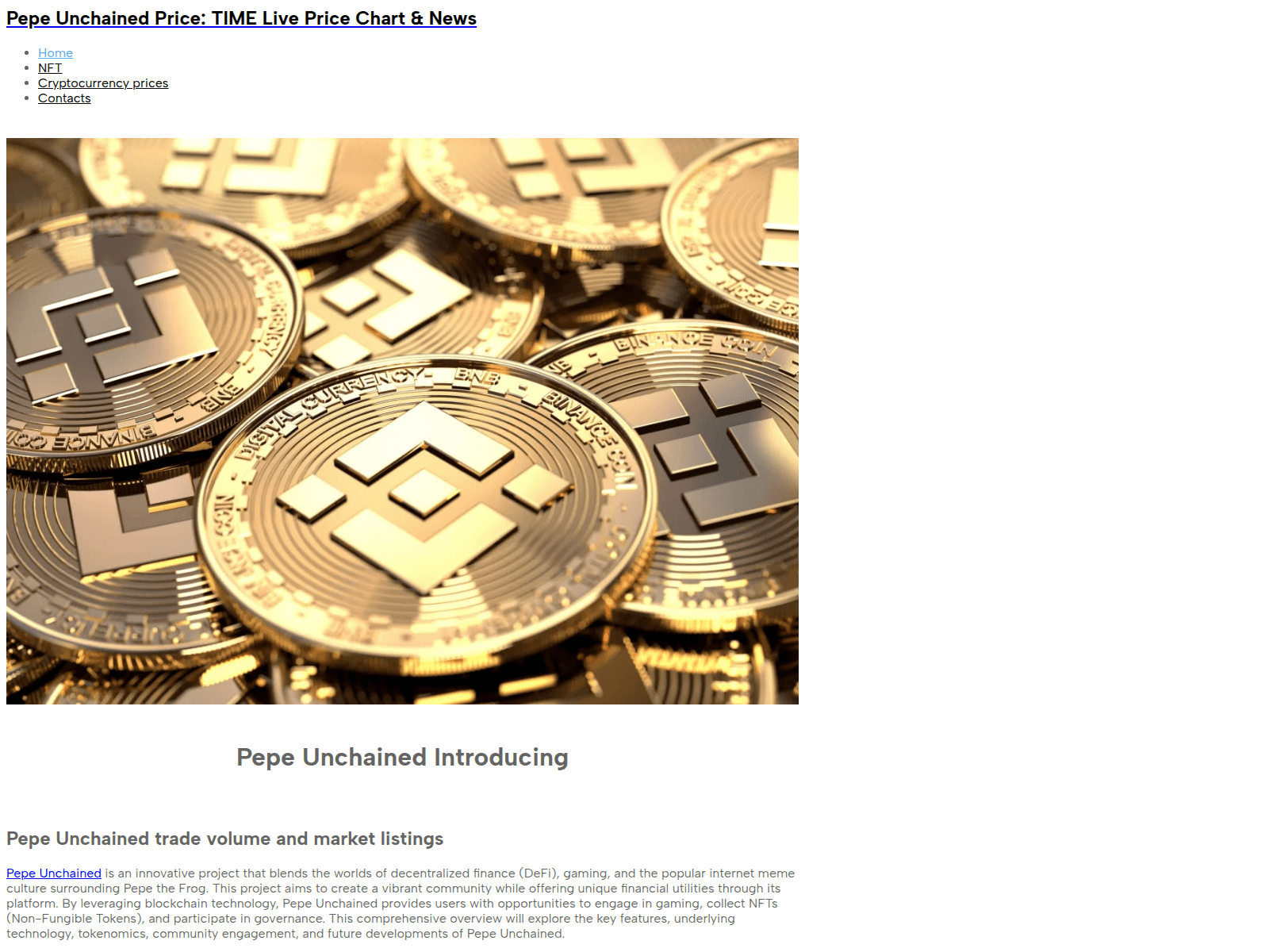 Forensic screenshot of pepe-unchained-official.github.io