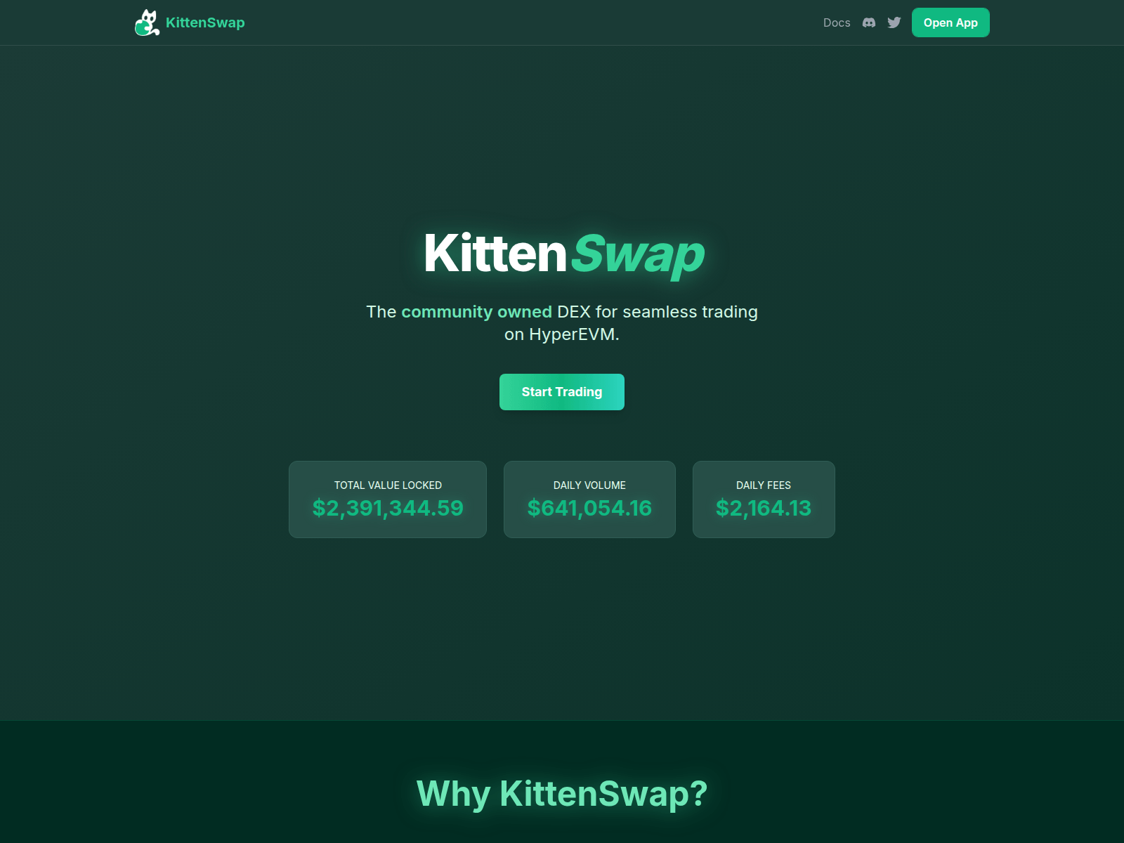Screenshot of kittenswap.io