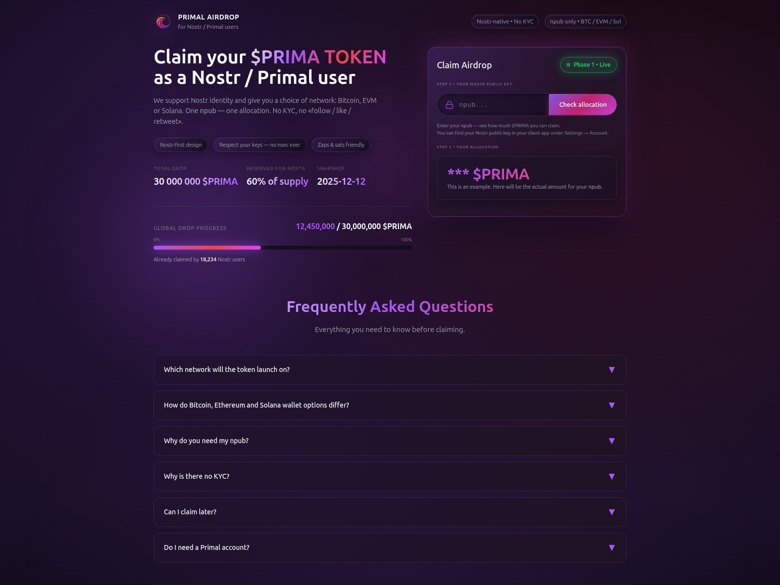 Screenshot of primaldrop.info