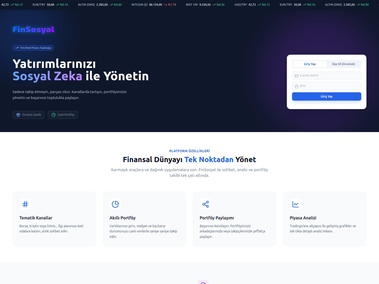 Screenshot of finsosyal.com