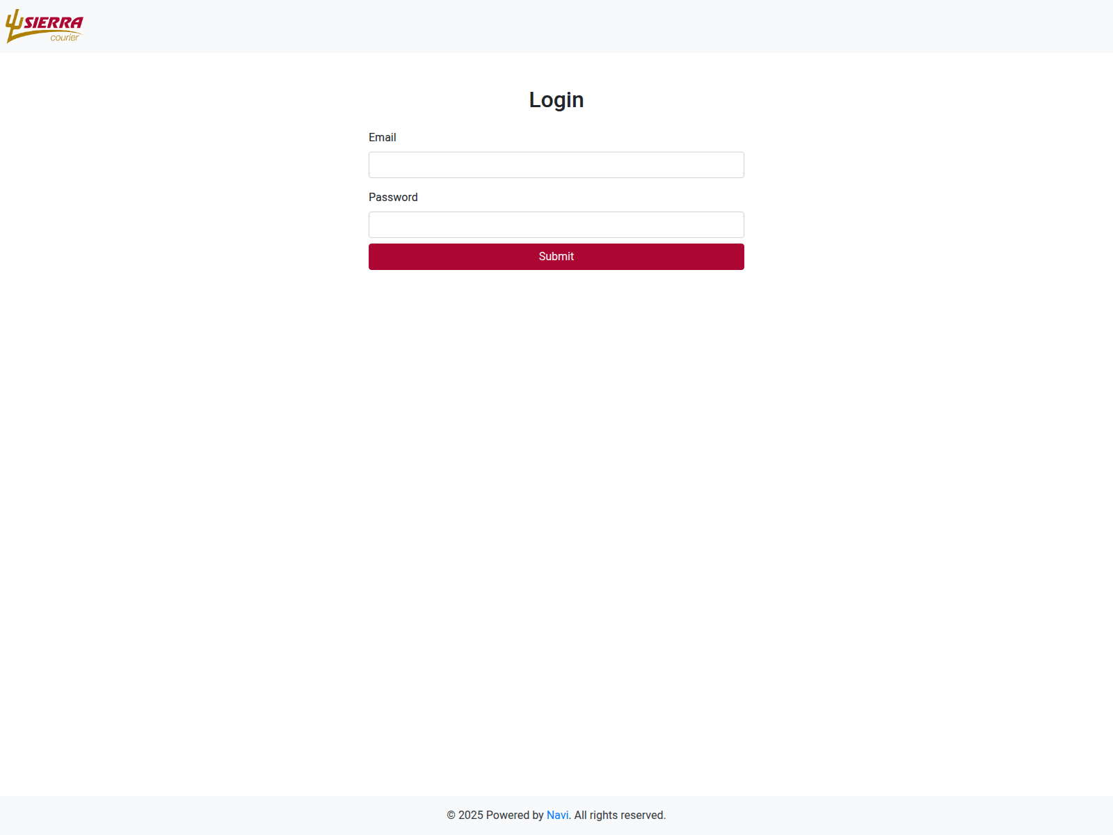 Screenshot of sierra-admin.navideliver.com
