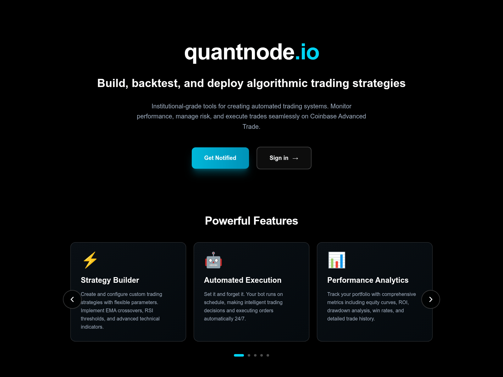 Screenshot of quantnode.io