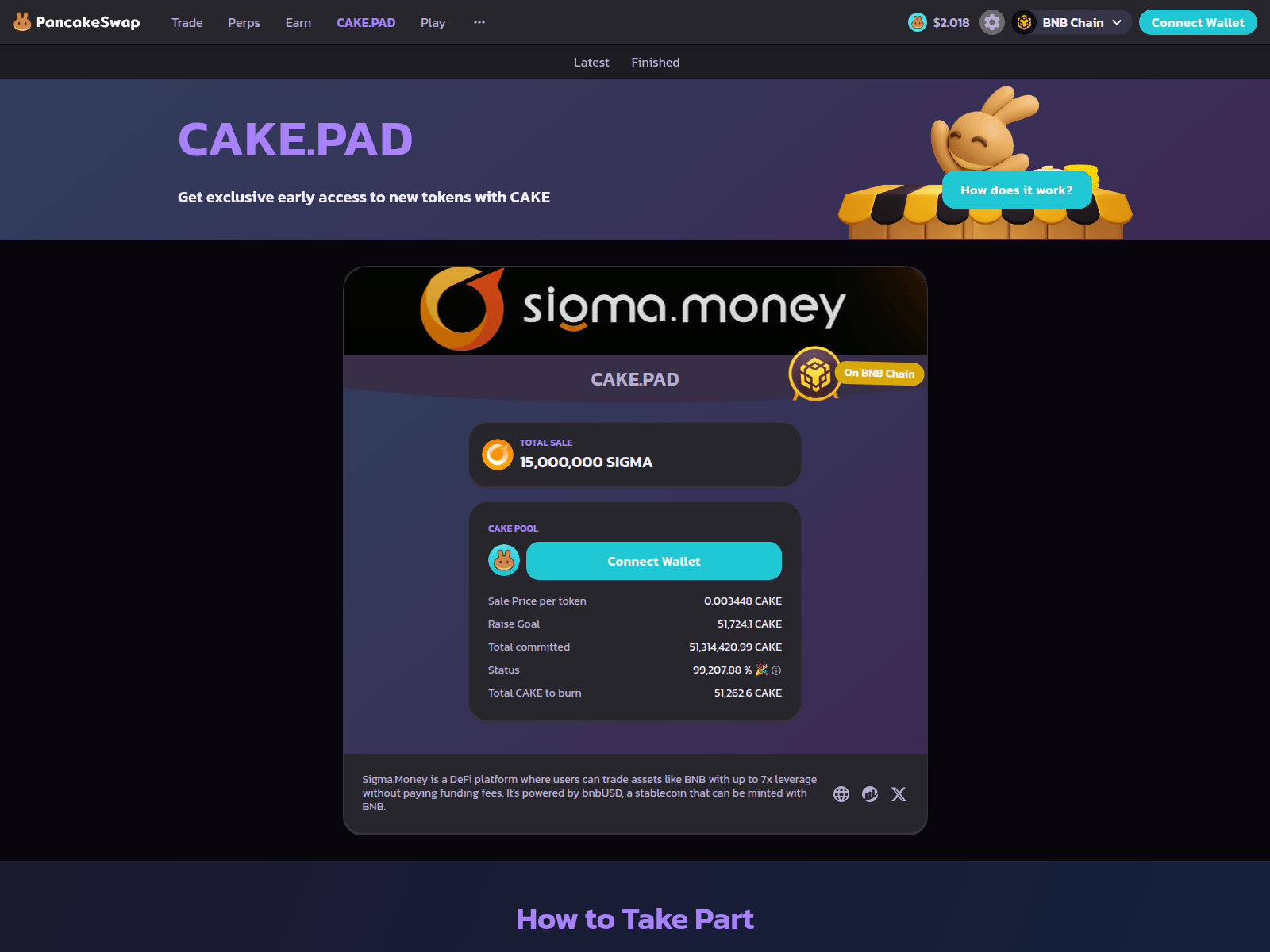 Screenshot of pancakeswap-cakepad.xyz