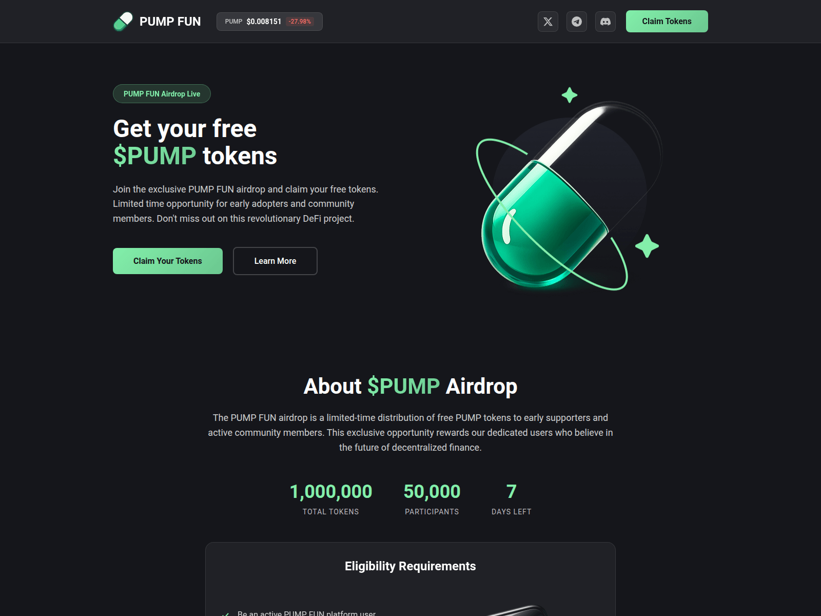 Screenshot of pumpfunairdrop.live