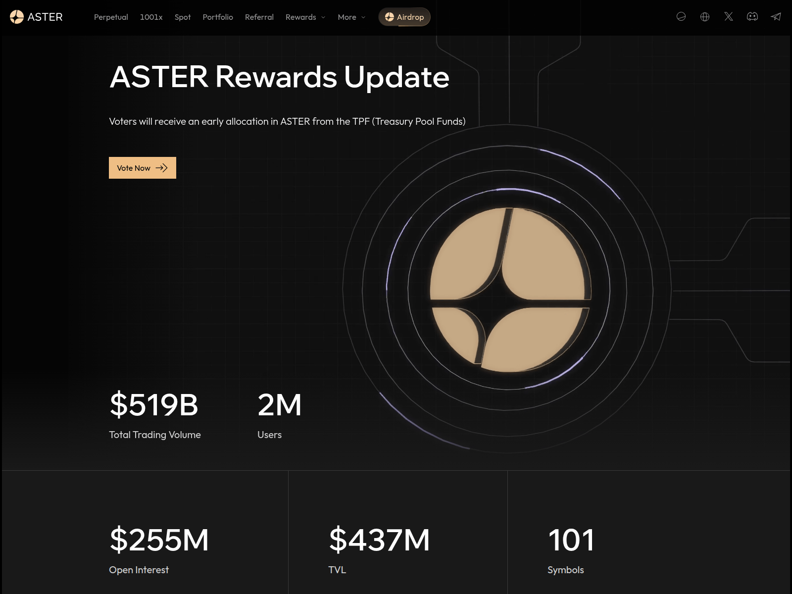 Screenshot of aster-vote.app