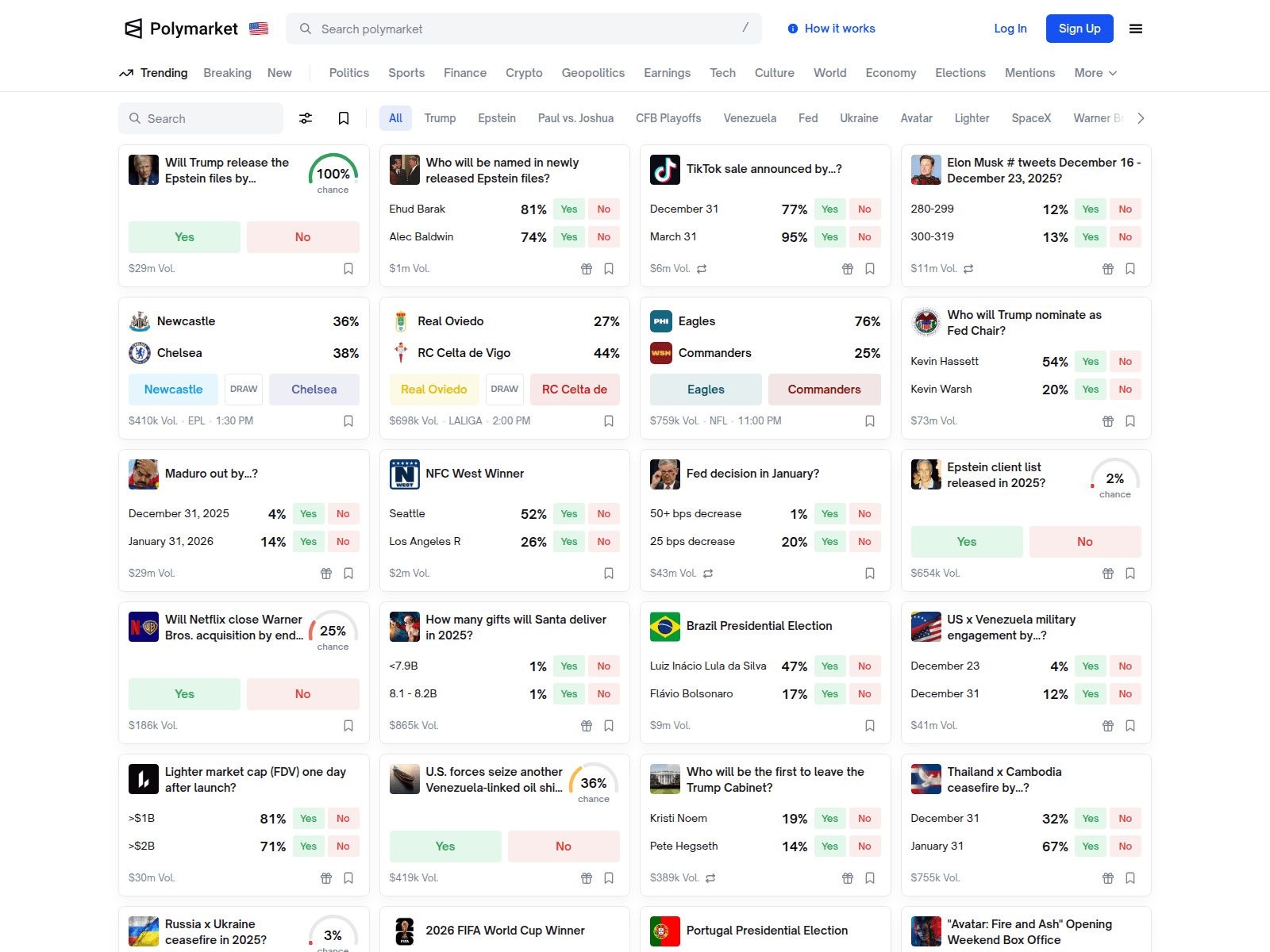Screenshot of polymarket.deals